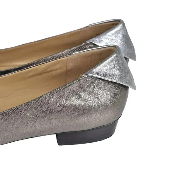 Nine West Metallic Gold Silver Ballet Flat Leather Round Toe Shoes Size 7 - Picture 2 of 14